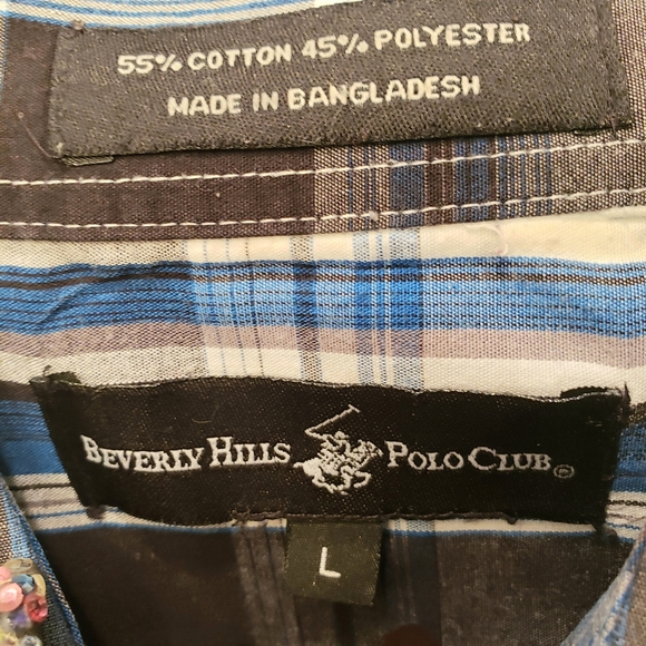 ❤️ Beverly Hills Polo Club Men's Plaid Button Down - Picture 4 of 4